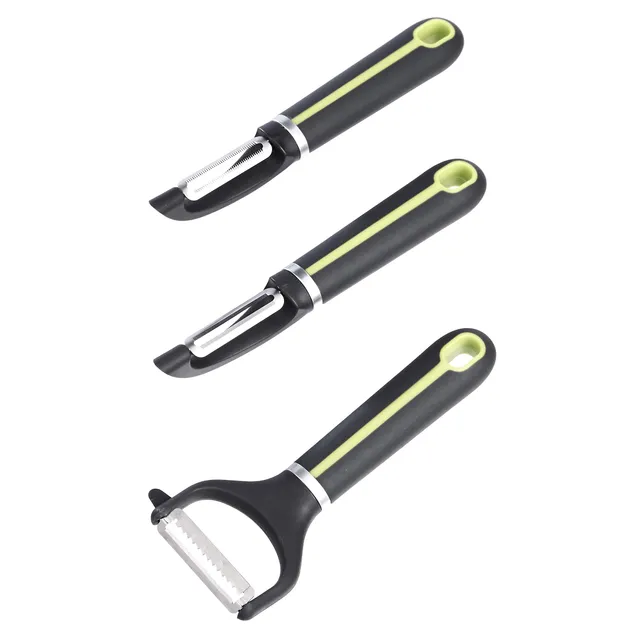 AmazonBasics Set 3 Pelaverdure Acciaio Inox Nero Verde Julienne