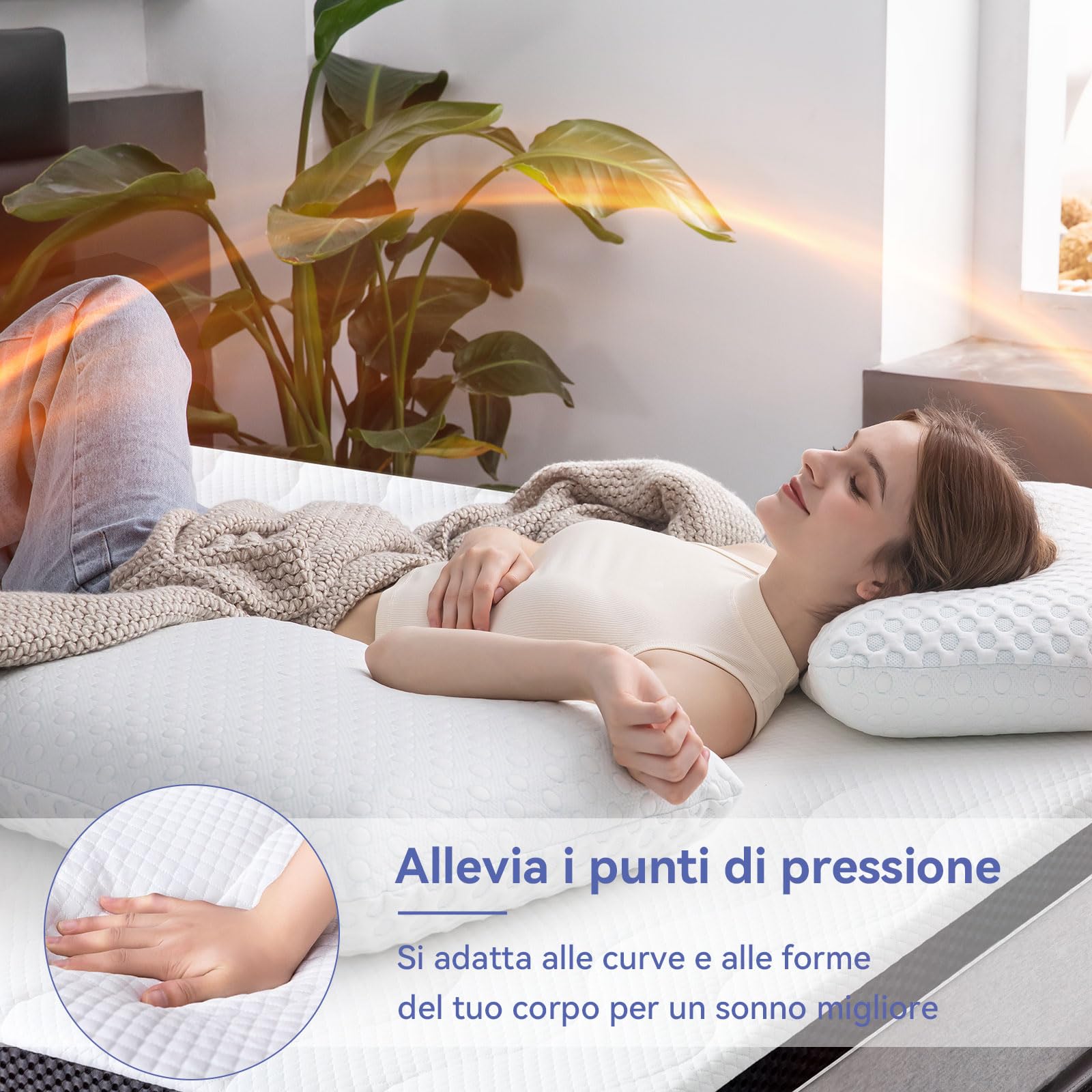 Amazon Basics Topper Memory Gel 90x200x7cm Singolo Bianco