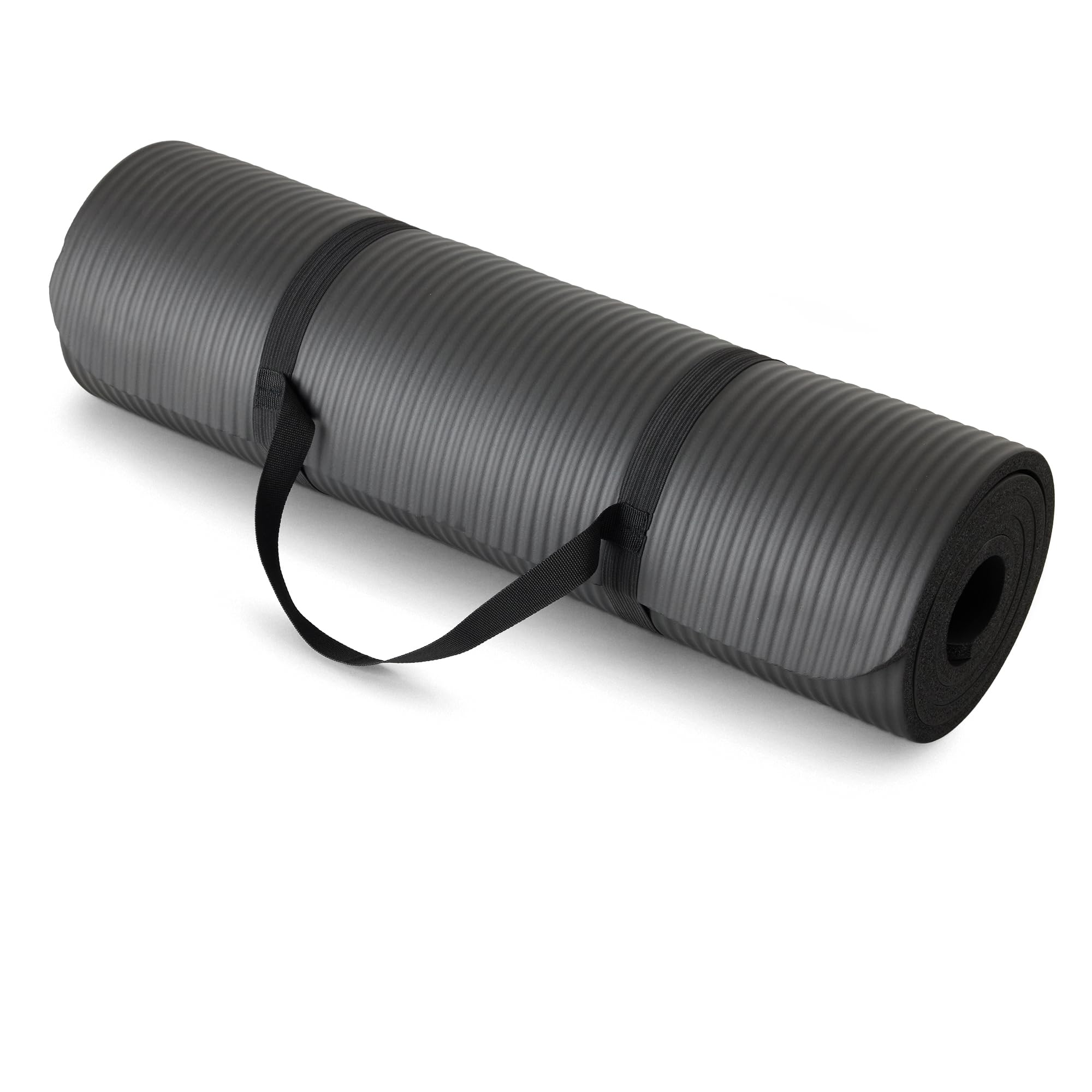 Amazon Basics Tappetino Yoga Nero Spesso 1,27 cm con cinghia