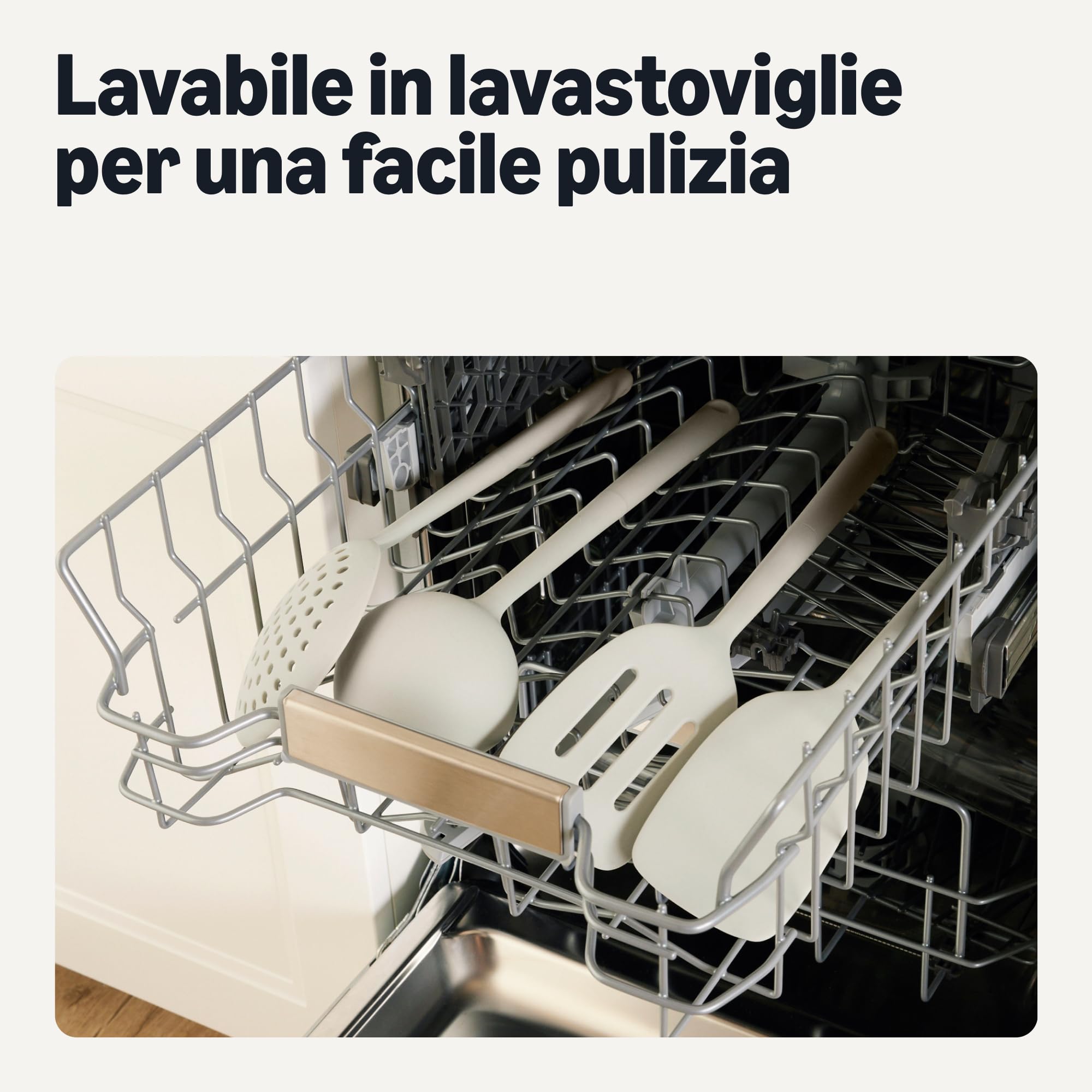 Amazon Basics mestoli cucina silicone 4 pezzi grigio lino