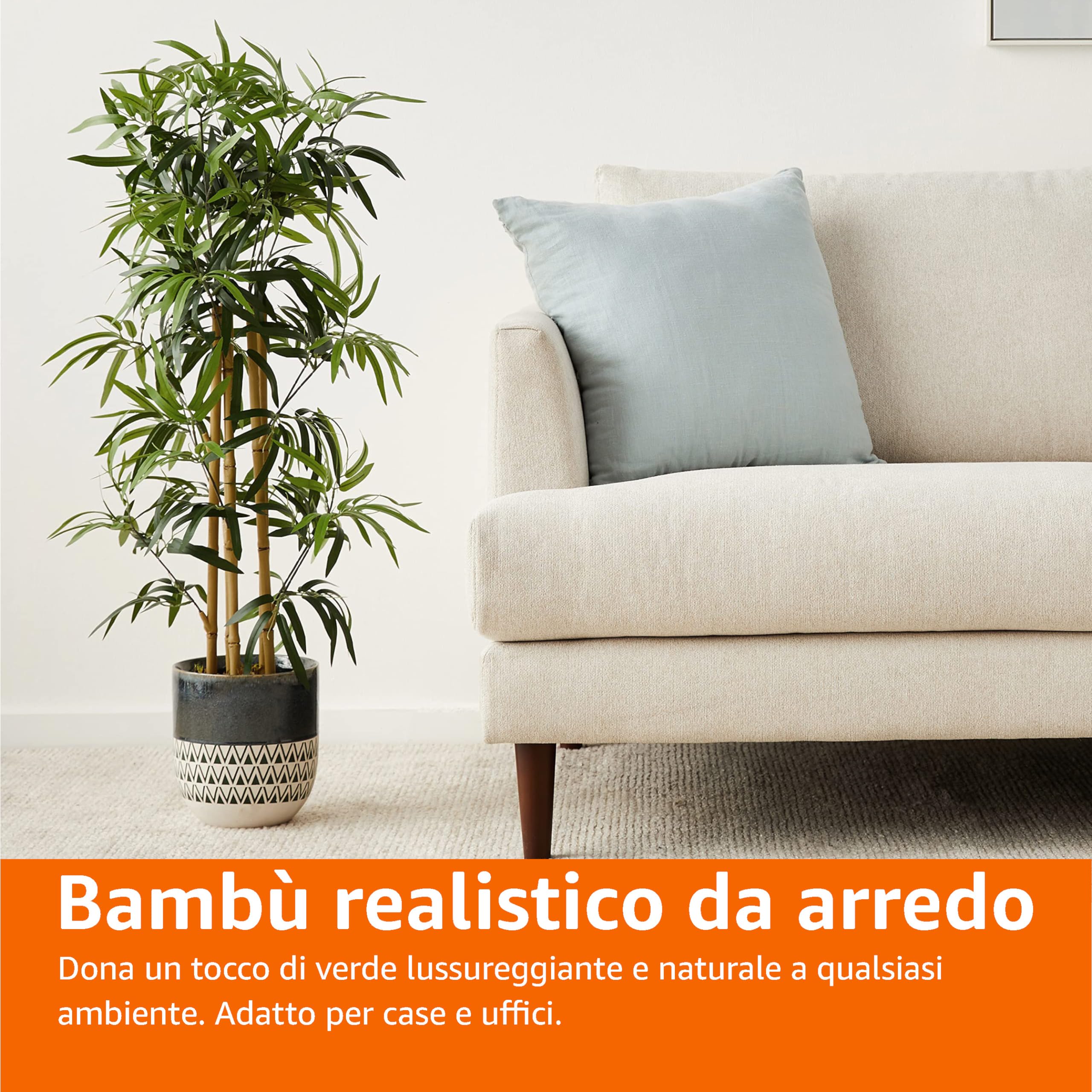 Amazon Basics Pianta Bambù Artificiale 100 cm con Vaso