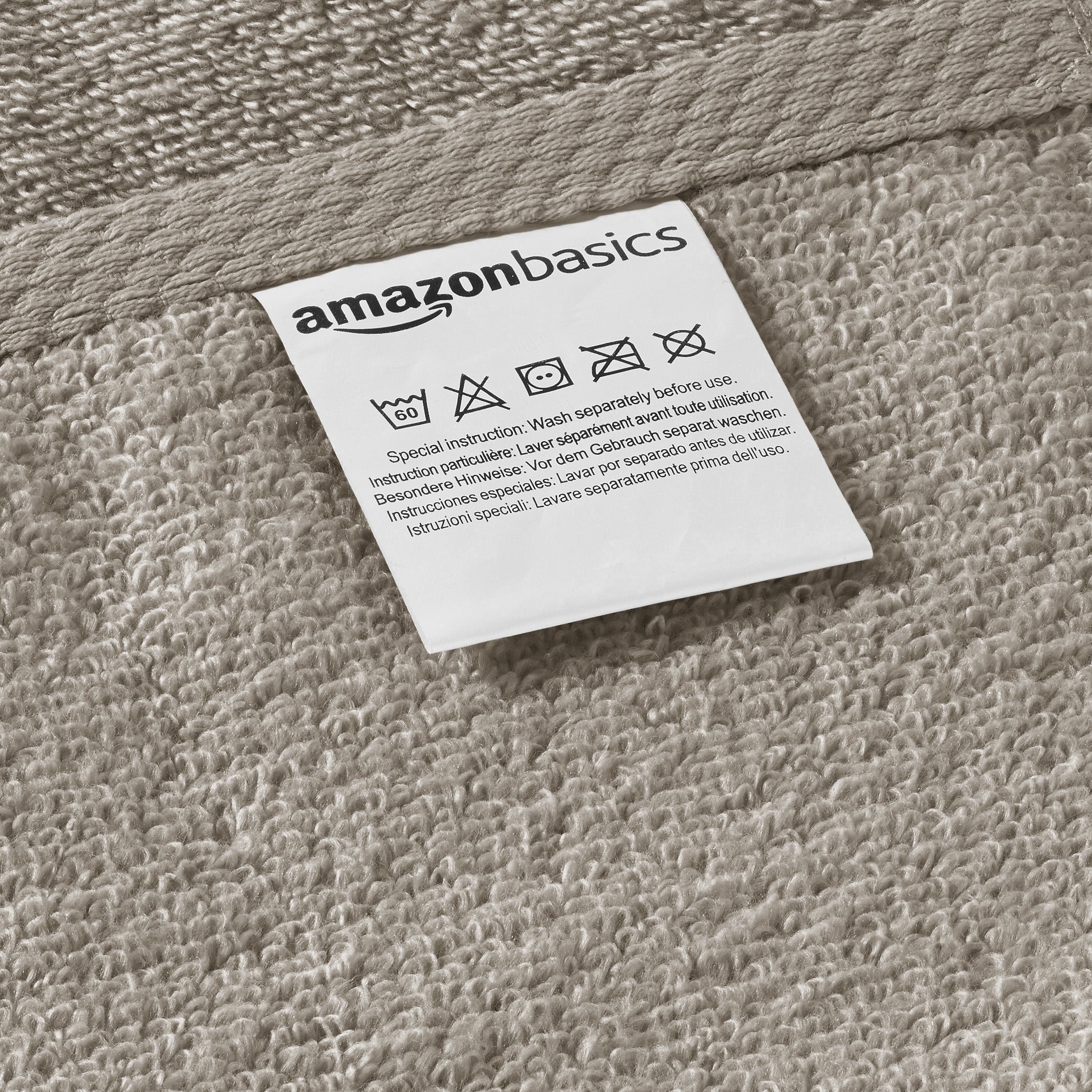 AmazonBasics set asciugamani cotone 6 pezzi platino rapida asciugatura