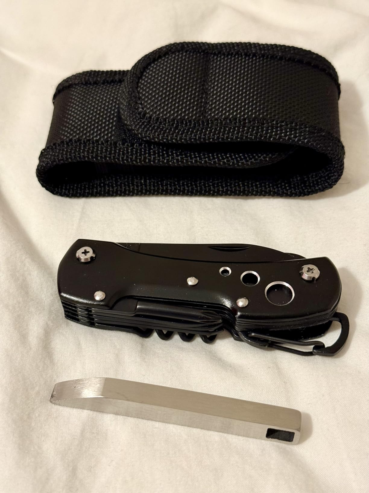 AmazonBasics 15 in 1 Coltello Multiuso Nero Acciaio Inox