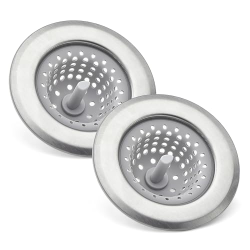 Amazon Basics Filtro Lavello Cucina Acciaio Silicone Grigio 2 Pezzi