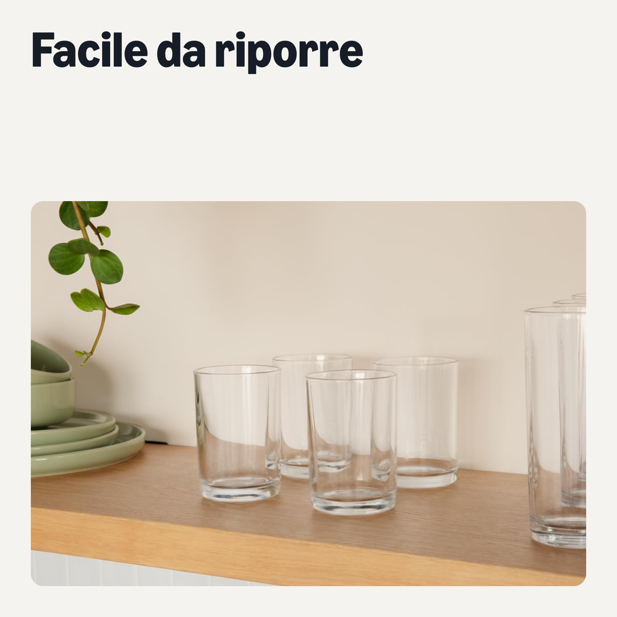 Amazon Basics Bicchieri Vetro 325 ml Set 6 Pezzi Lavastoviglie