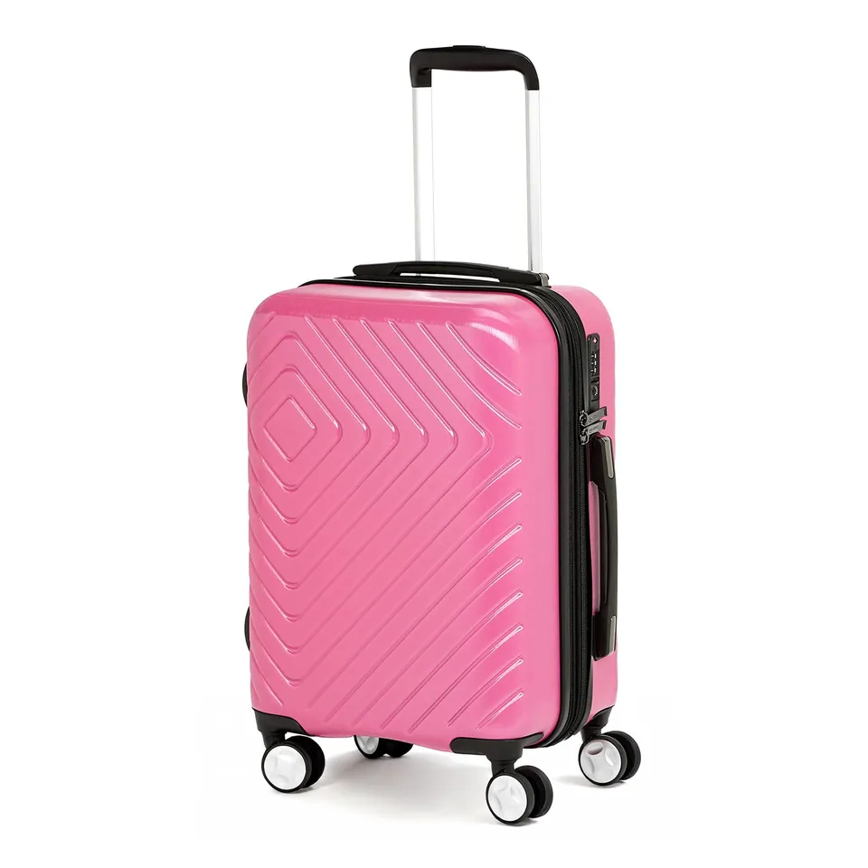 Amazon Basics Trolley Rigido 55 cm Rosa Bagaglio a Mano Geometrico