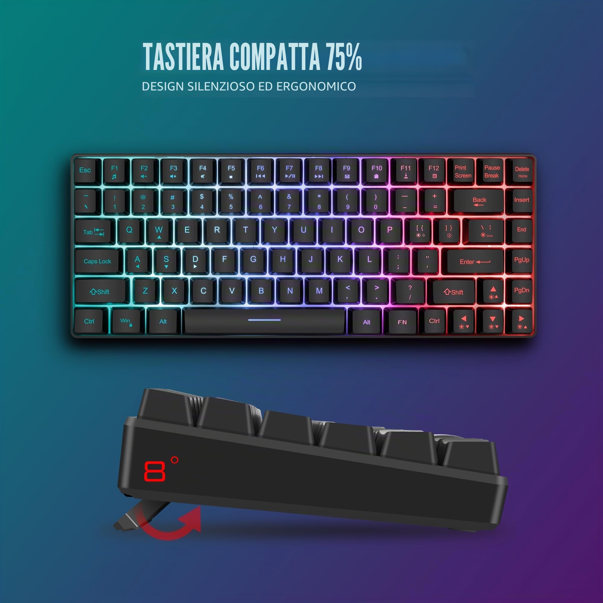 RedThunder K84 Combo Tastiera e Mouse Wireless Nero AZERTY