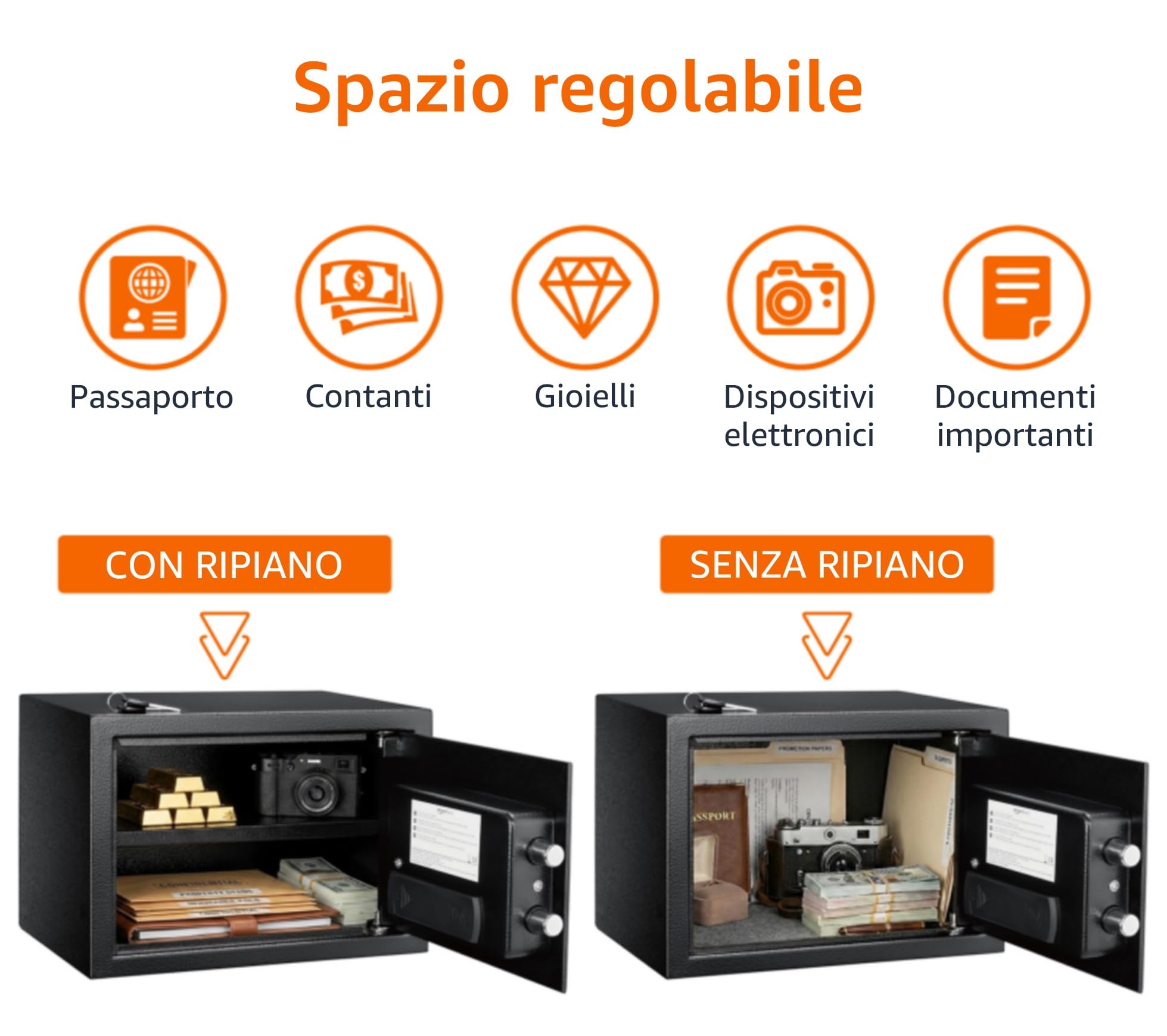 Amazon Basics Cassaforte Tastiera Digitale 14 Litri Nero Acciaio