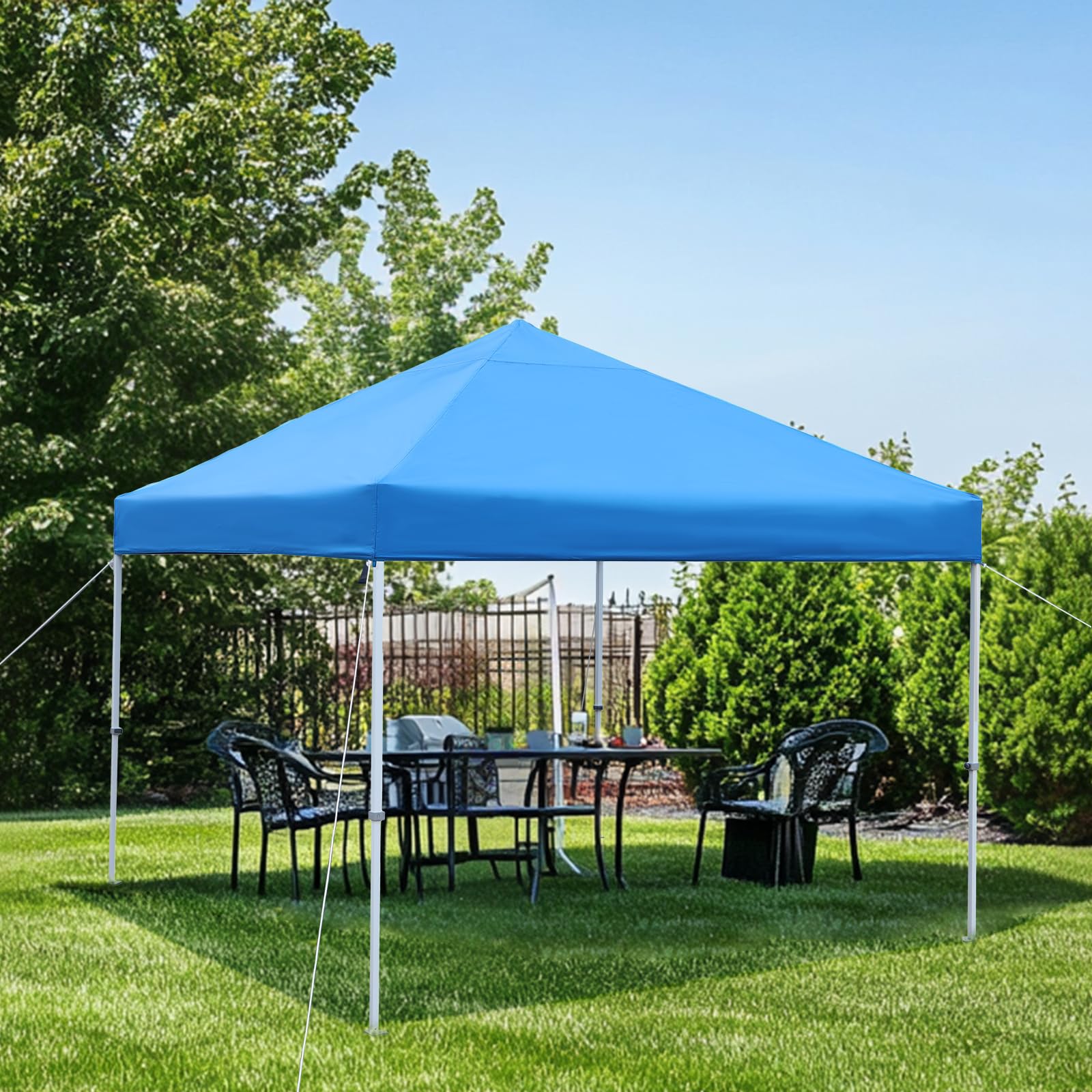 Amazon Basics Gazebo Pieghevole 3x3 m Blu con Ruote