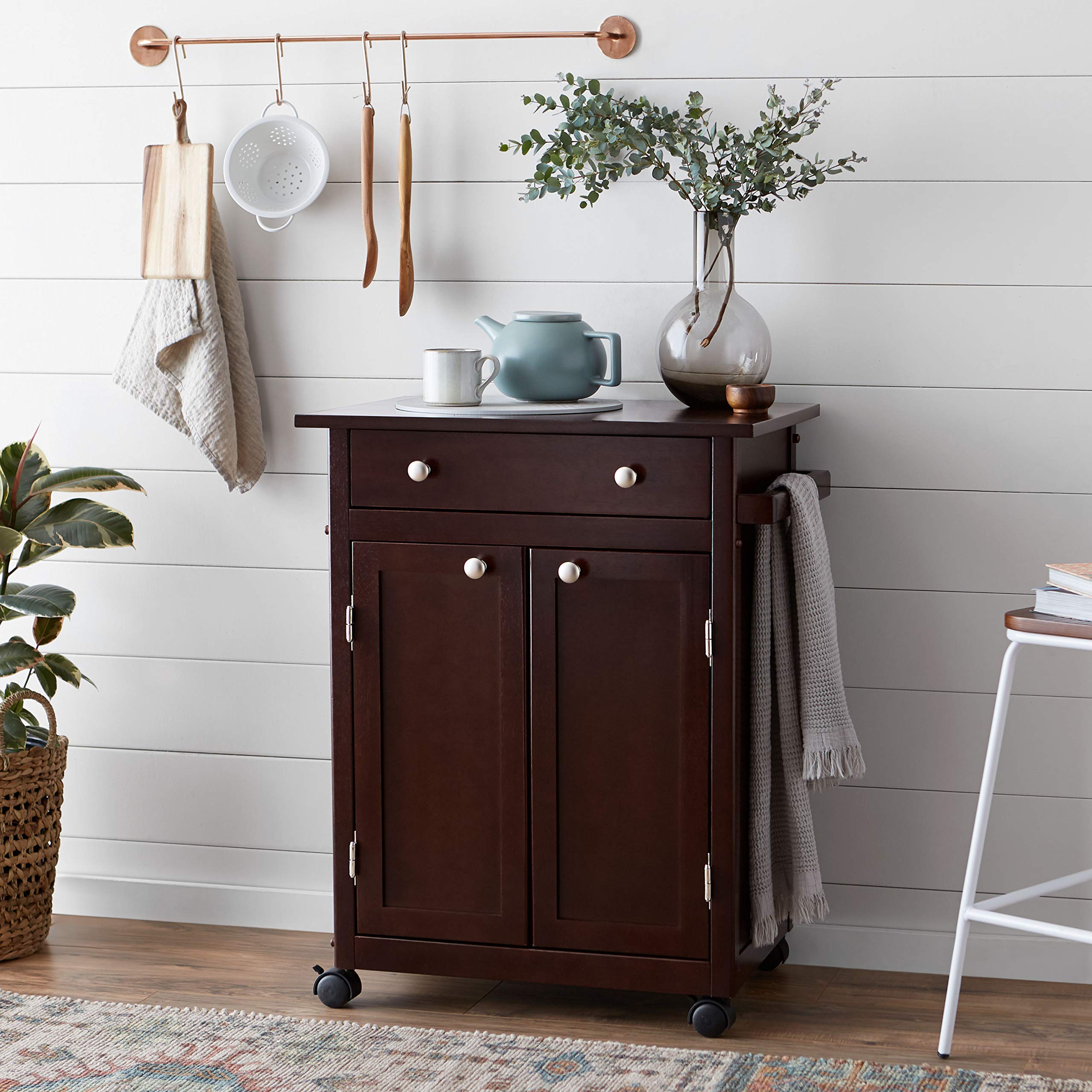 Amazon Basics Classico carrello cucina legno espresso con ruote