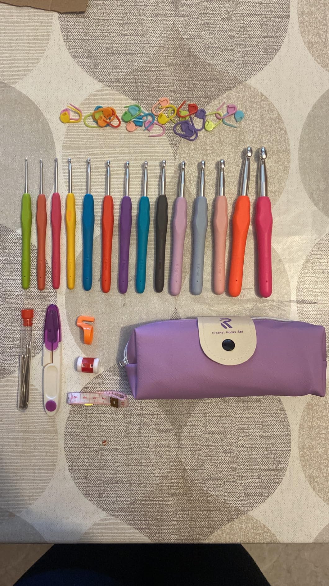RealPlus kit uncinetto ergonomico 12 pezzi rosa 44 pezzi