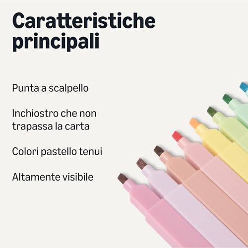 Amazon Basics Evidenziatori Pastello Punta Scalpello 10 Pezzi