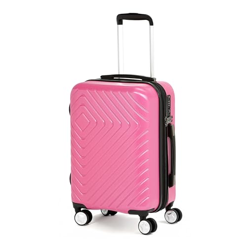 Amazon Basics Trolley Rigido 55 cm Rosa Bagaglio a Mano Geometrico