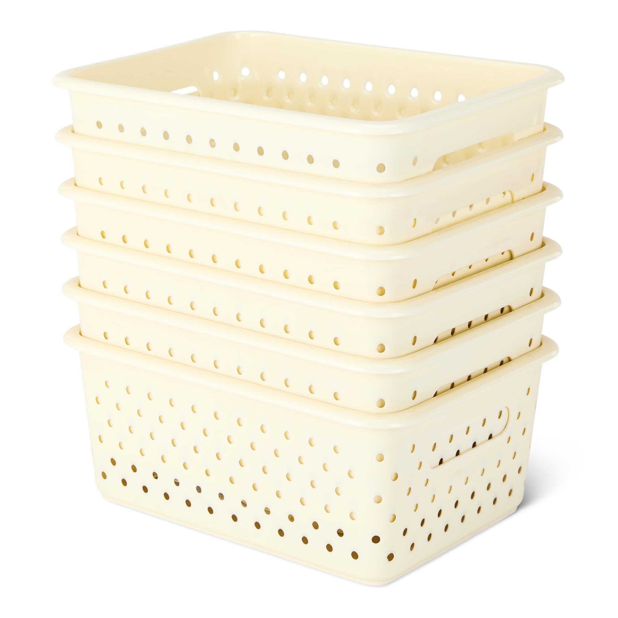 Amazon Basics Cestini Plastica Avorio Set 6 Pezzi