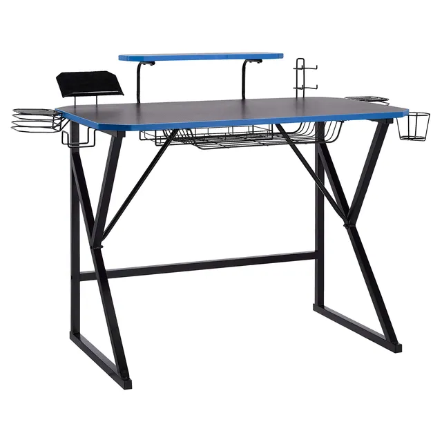 AmazonBasics Scrivania Gaming con Scomparti Blu 130 cm