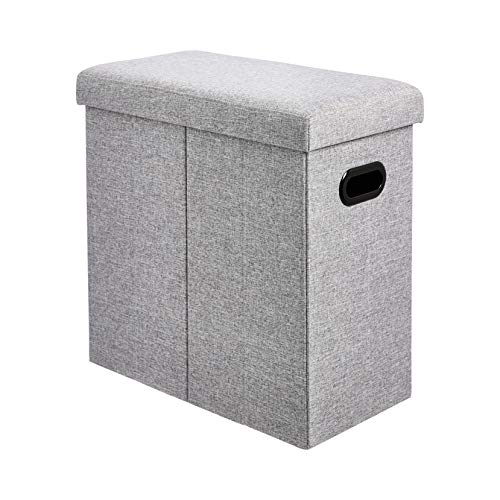 AmazonBasics Cesto Pieghevole con Coperchio Grigio Mélange 1pz