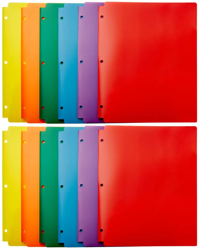Amazon Basics cartelline 2 tasche 3 fori colori 12 pezzi