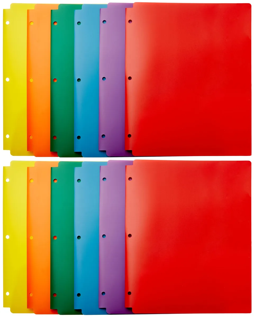 Amazon Basics cartelline 2 tasche 3 fori colori 12 pezzi