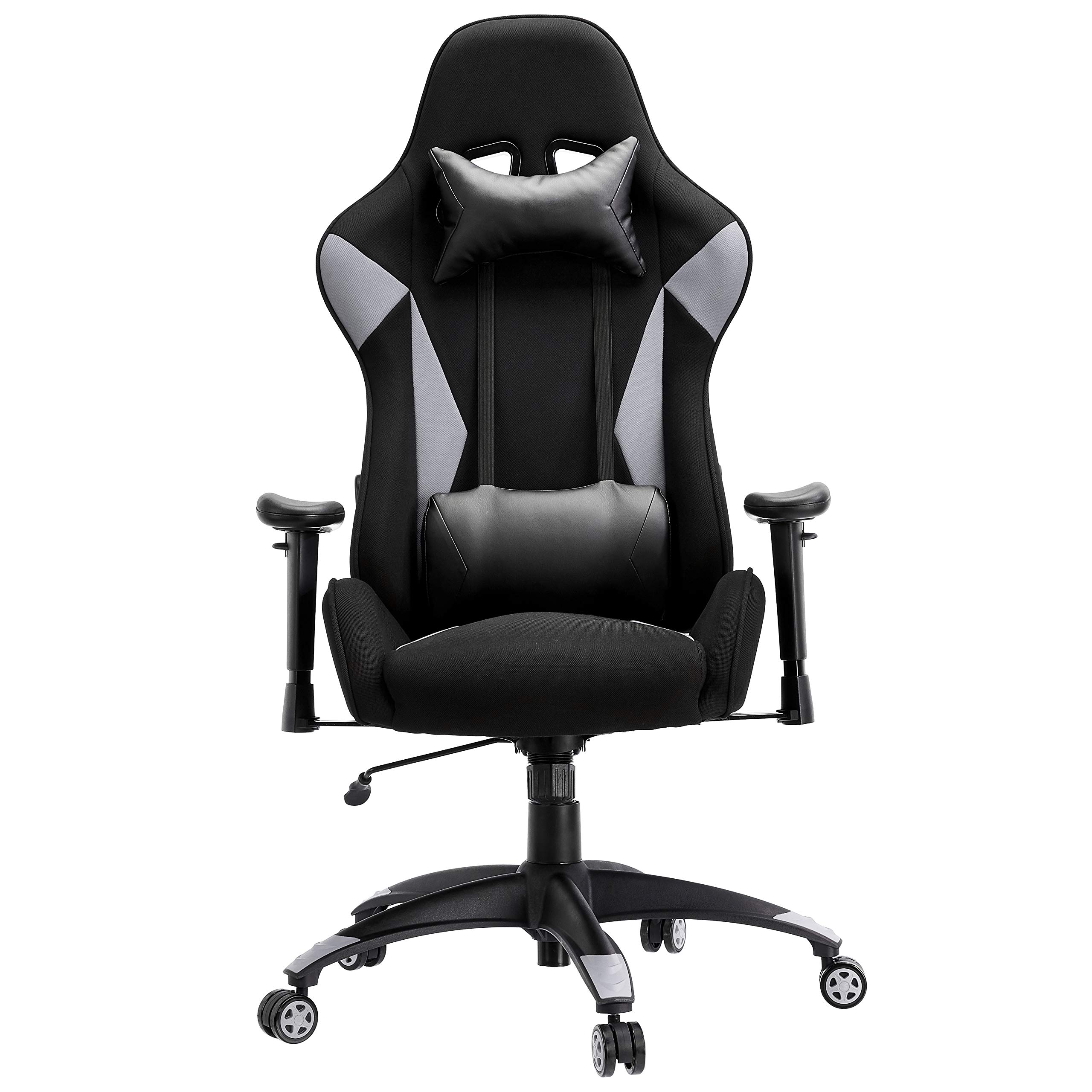 Amazon Basics Racing sedia gaming grigia in tessuto traspirante reclinabile
