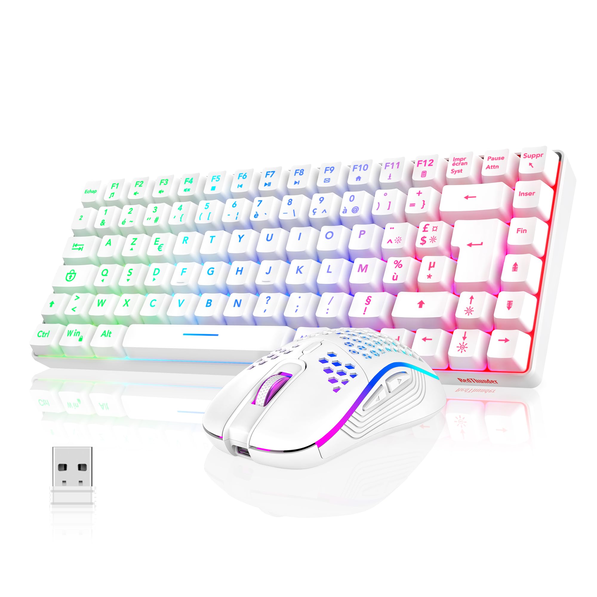 RedThunder K84 Combo Tastiera e Mouse Wireless Nero AZERTY