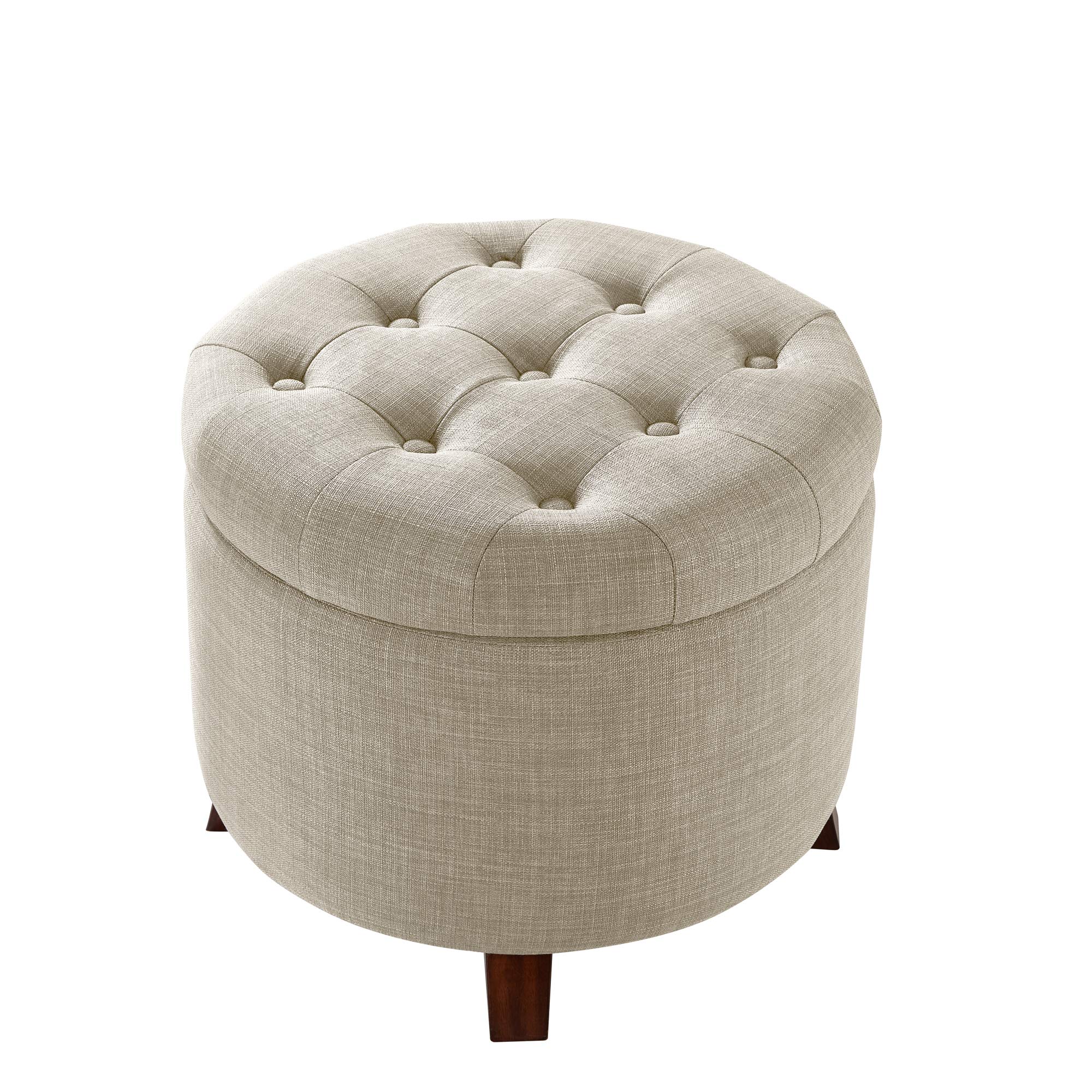 Amazon Basics Sgabello Imbottito Rotondo Beige Pouf Contenitore