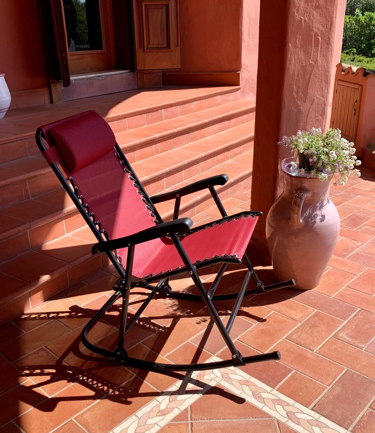 Amazon Basics Sedia a Dondolo Pieghevole Beige 98x95x66