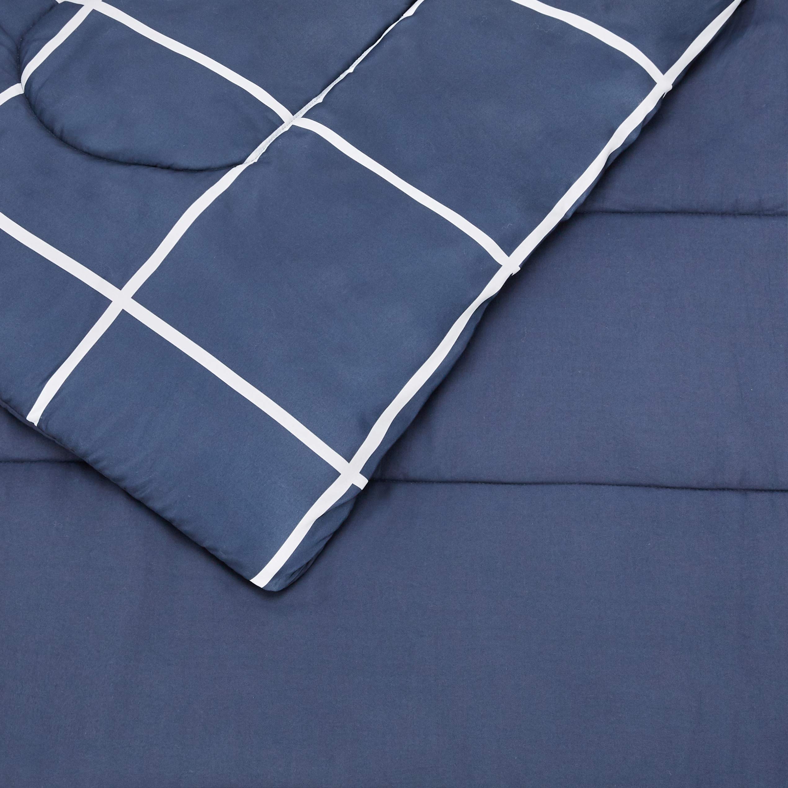 AmazonBasics Set Letto 5 Pezzi Piazza e Mezza Blu Marino Geometrico