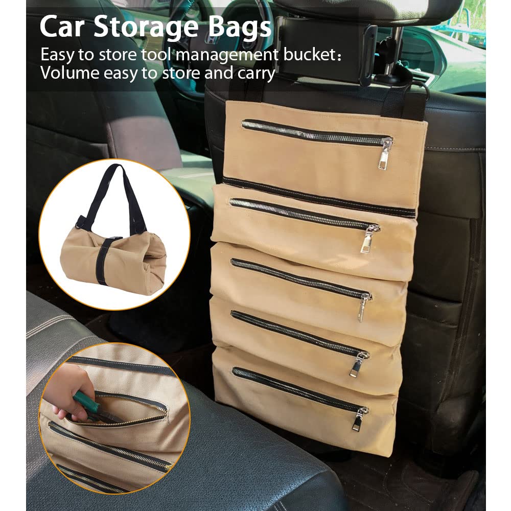 RealPlus Borsa Attrezzi Arrotolabile 5 Tasche Cachi Tela