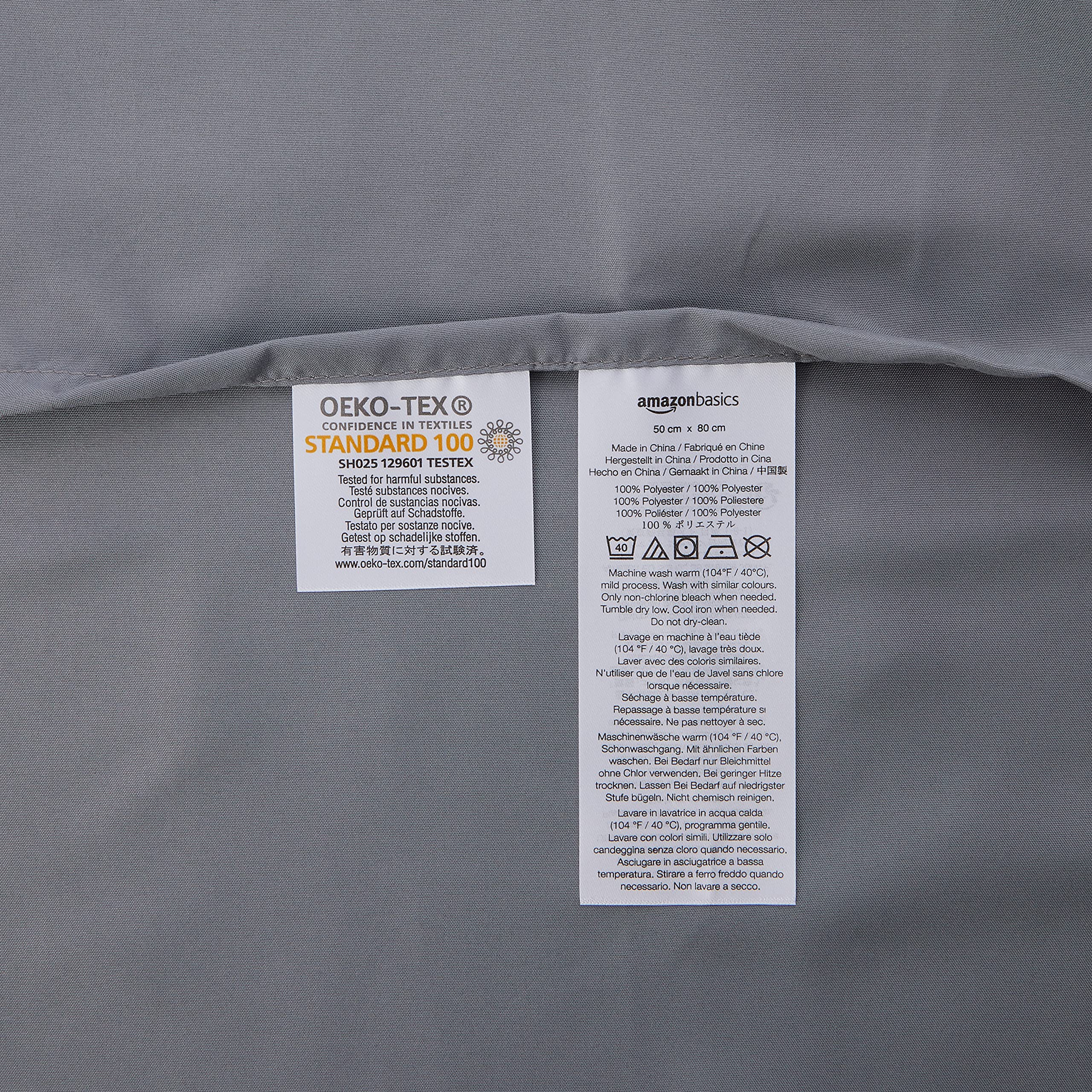 Amazon Basics Federe Microfibra 50x80 cm 2 Pezzi Grigio Scuro Antipiega