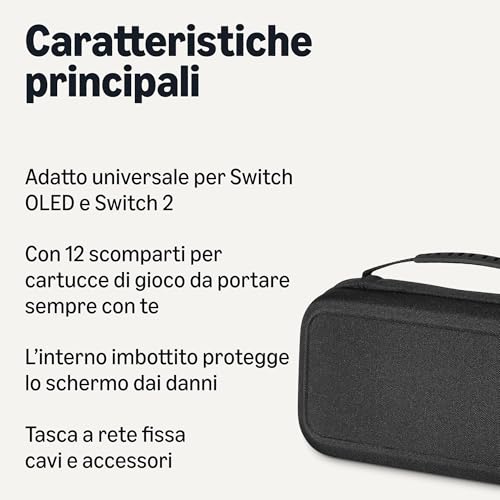 AmazonBasics Custodia Nintendo Switch Nero 12 Slot