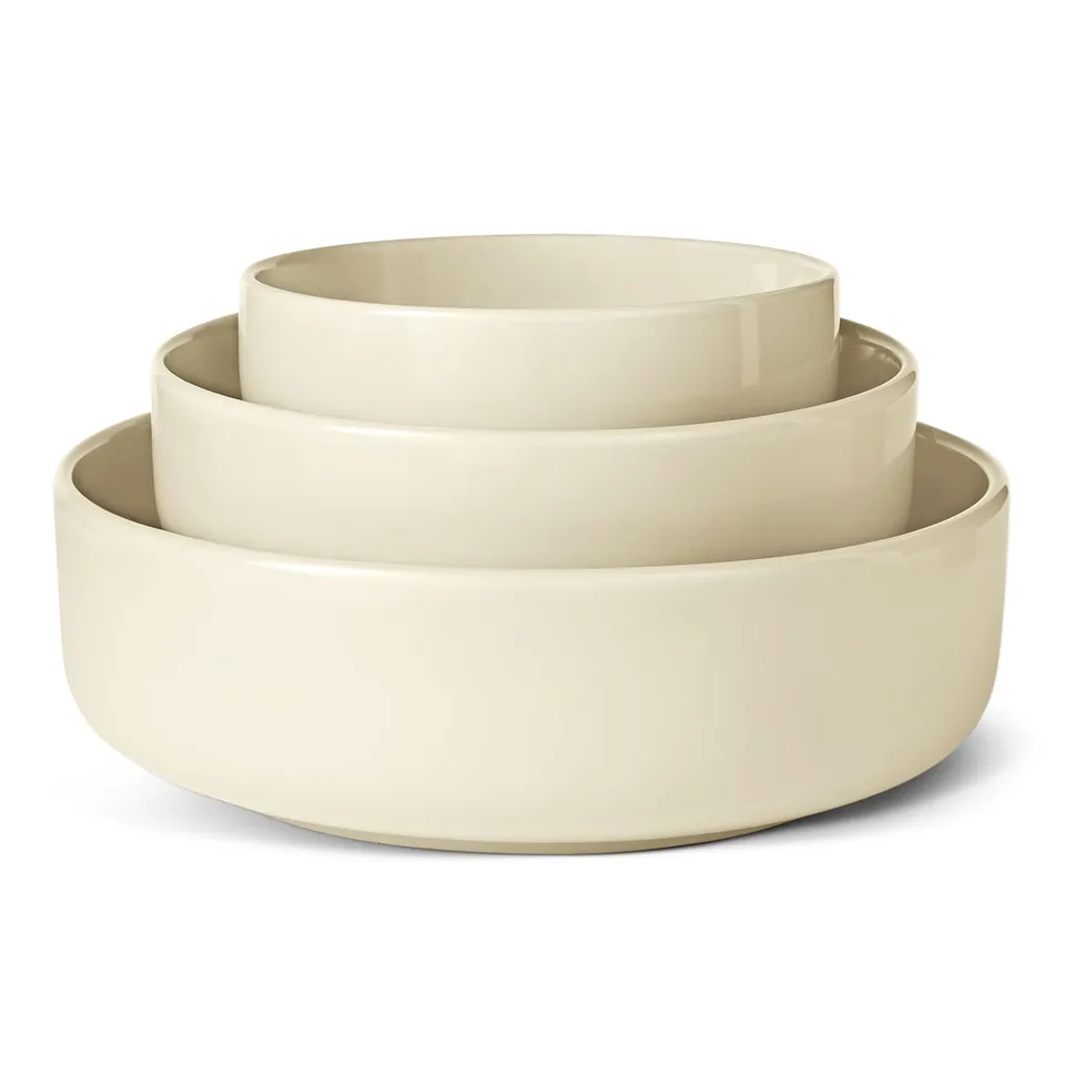 Amazon Basics Set 3 Ciotole Gres Avorio Impilabili