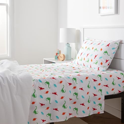 AmazonBasics Set lenzuola bambini dinosauri 3 pezzi