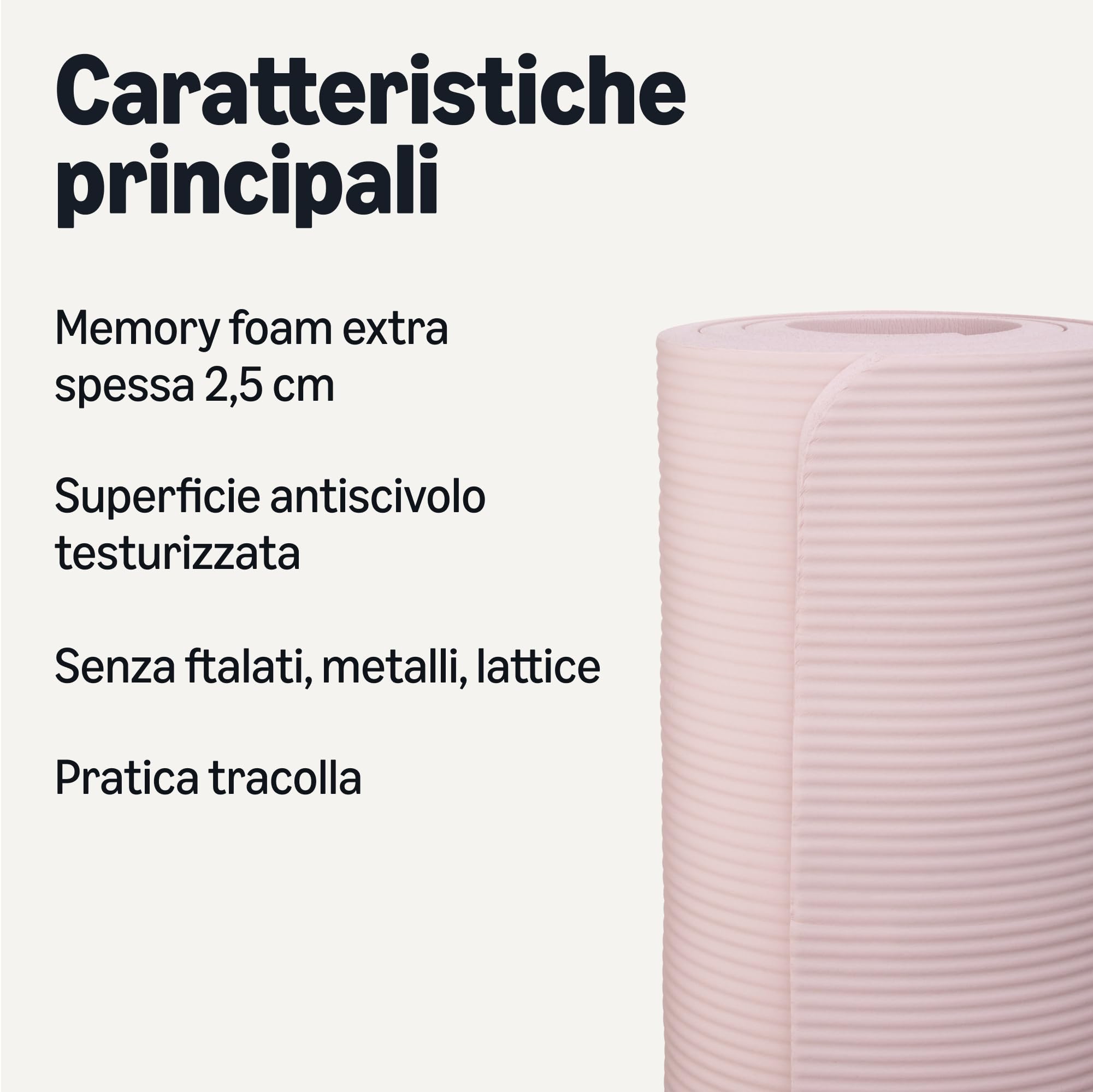 AmazonBasics Tappetino Yoga Fitness 2,5 cm Rosa Antiscivolo