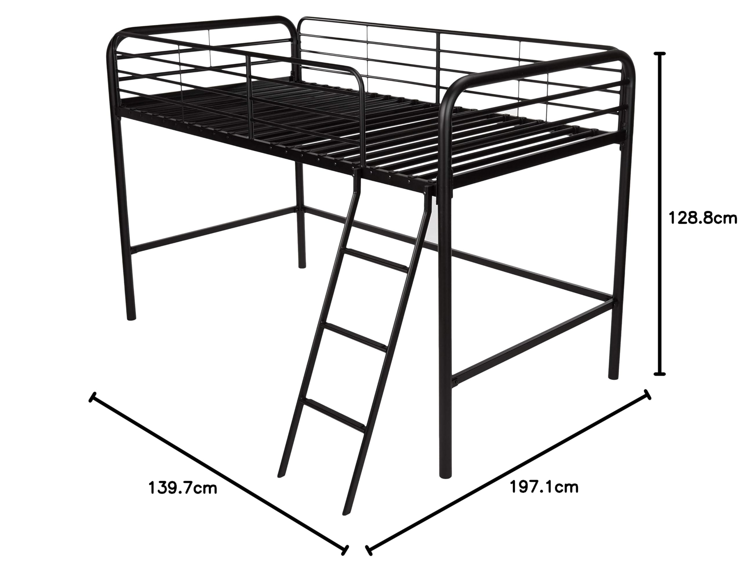 AmazonBasics Letto a Soppalco Singolo Metallo Nero