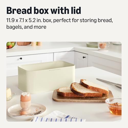 Amazon Basics Portapane Acciaio con Coperchio Tagliere