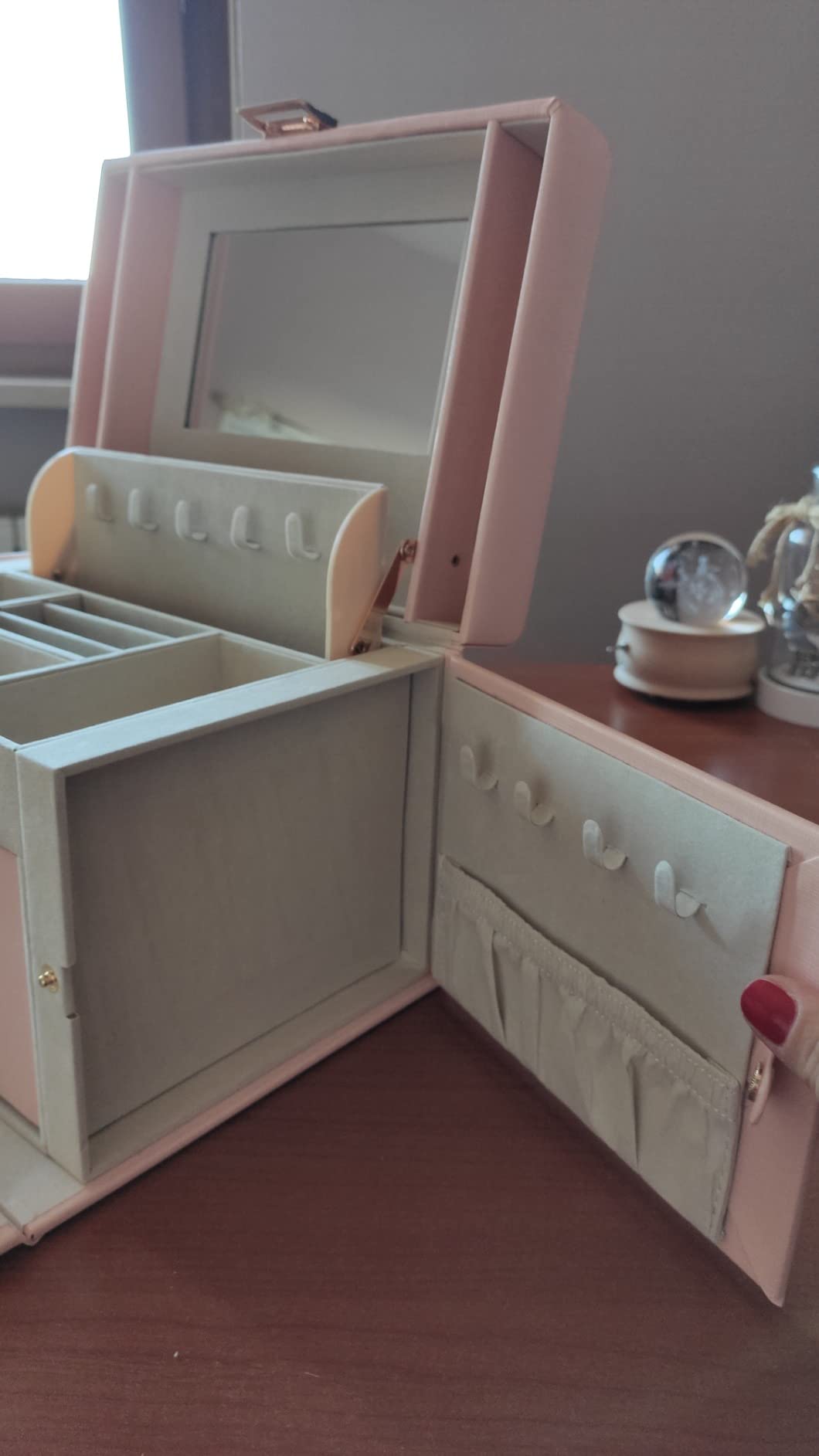 AmazonBasics Organizer gioielli rosa 3 cassetti con specchio
