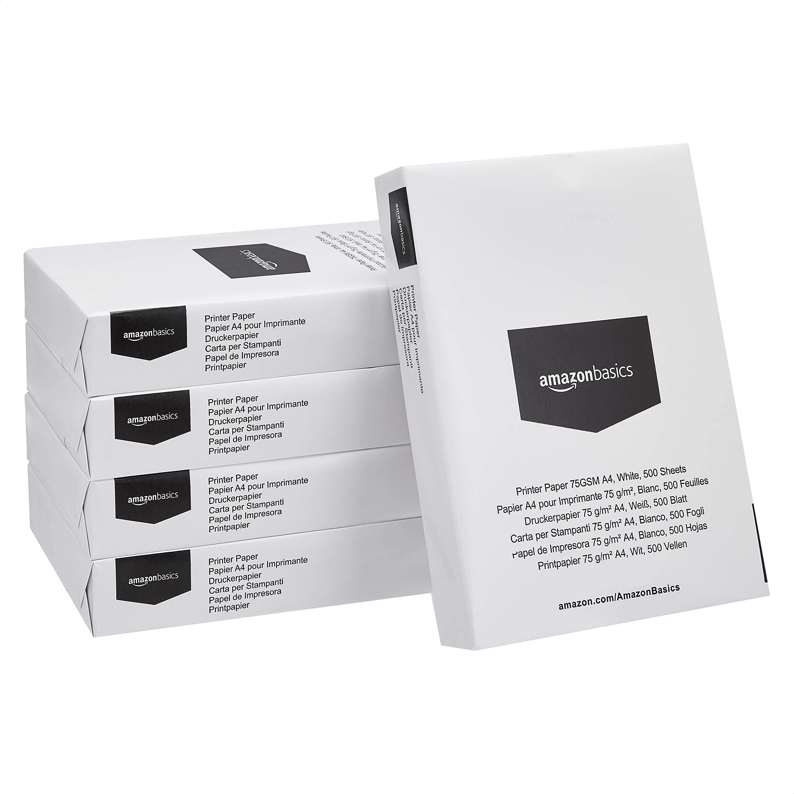 Amazon Basics Carta A4 75 g/m² 2500 Fogli Bianca Stampa