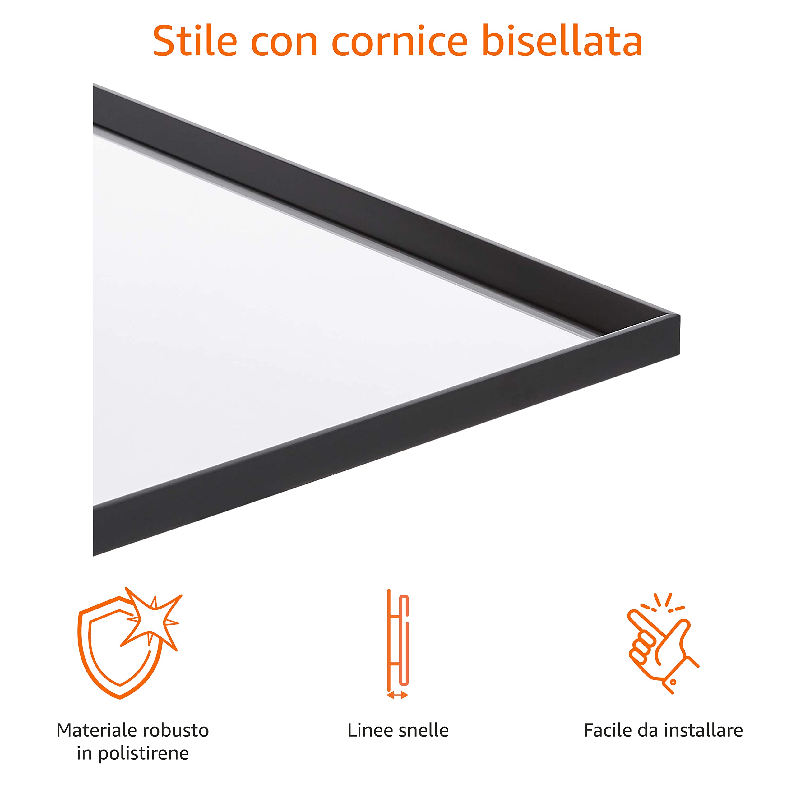 AmazonBasics Specchio da parete 61x91 cm nero a sbalzo