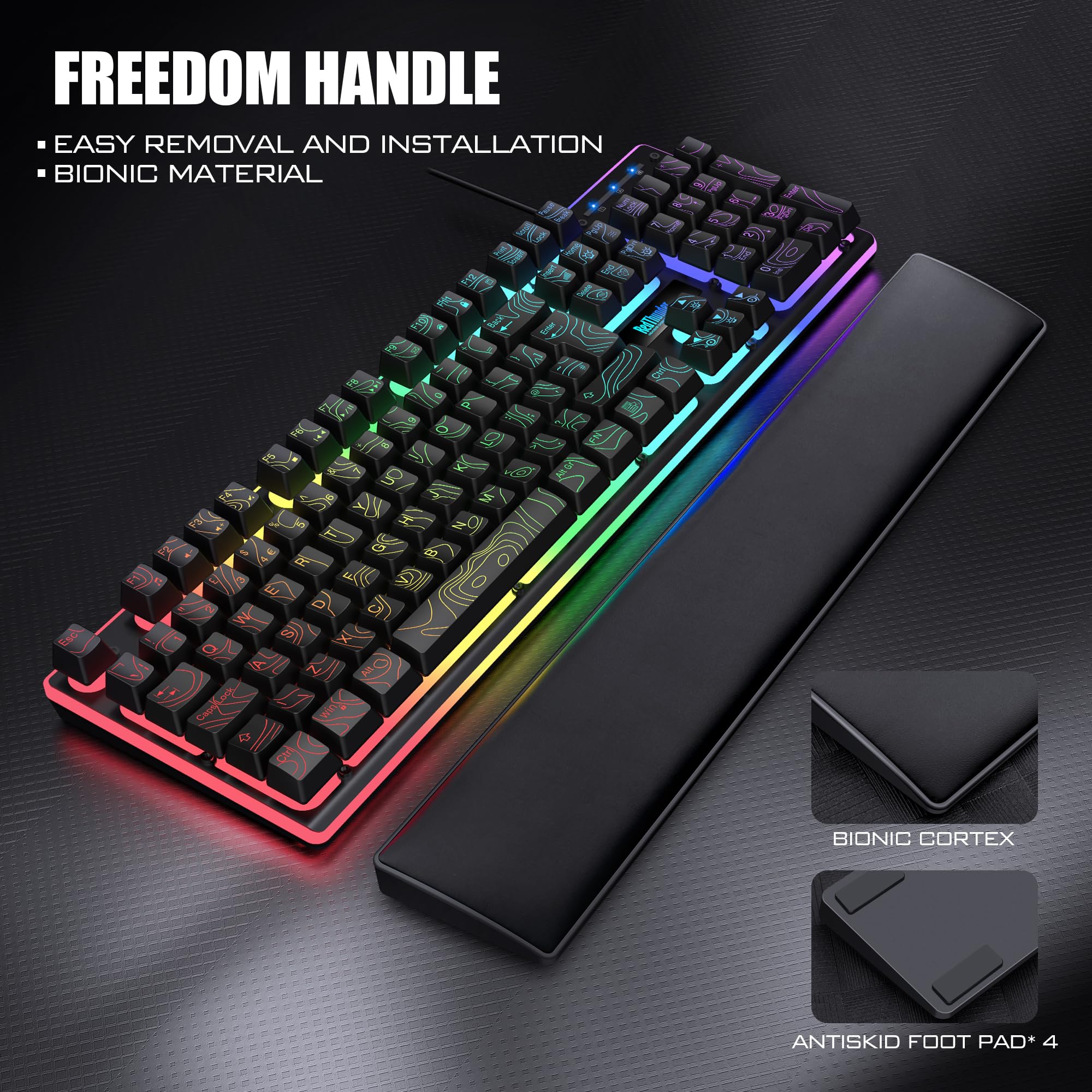 RedThunder K10 Tastiera Gaming Cablata RGB con Mouse