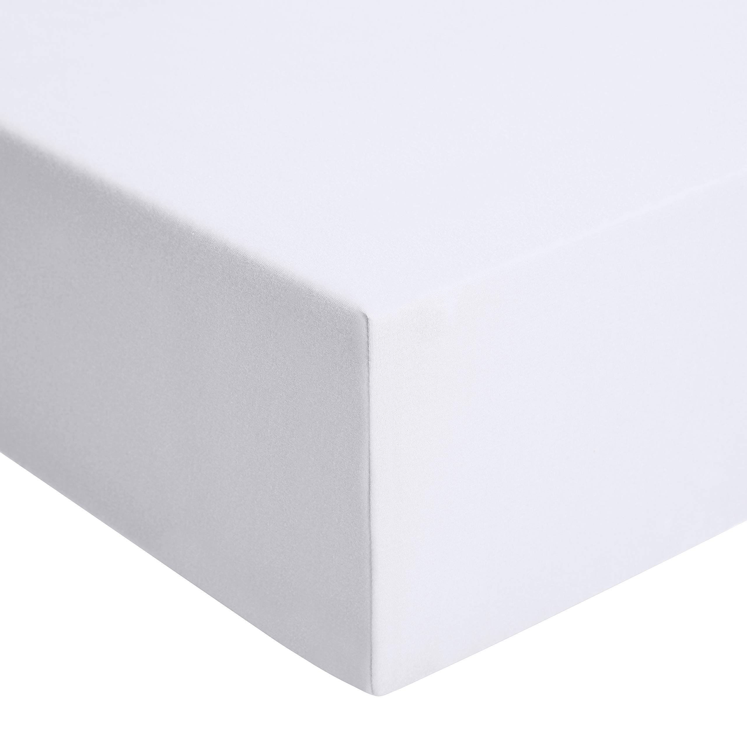 AmazonBasics Lenzuolo con Angoli 140x200 Bianco Jersey Cotone