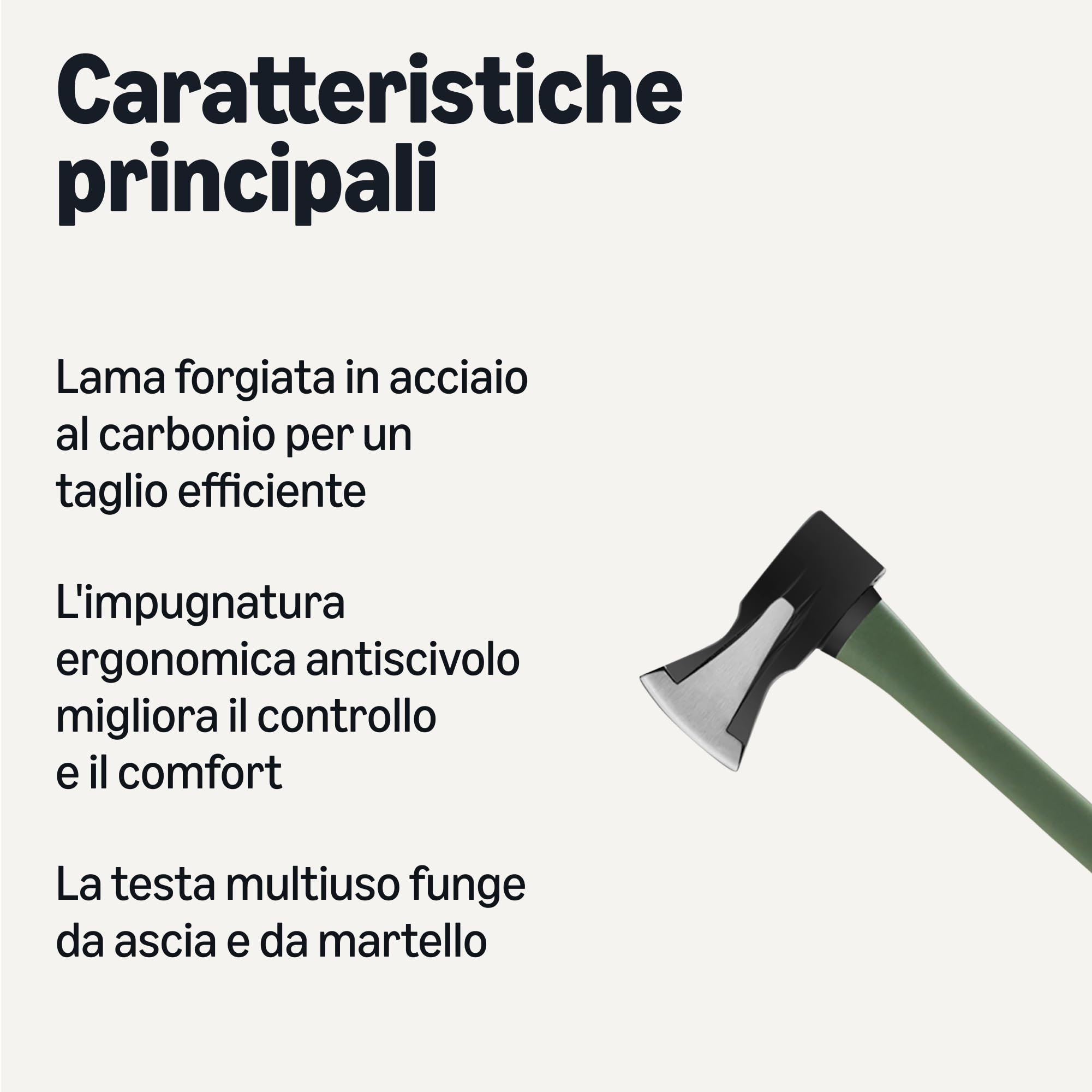 Amazon Basics Ascia Spaccalegna 90 cm Acciaio Nera