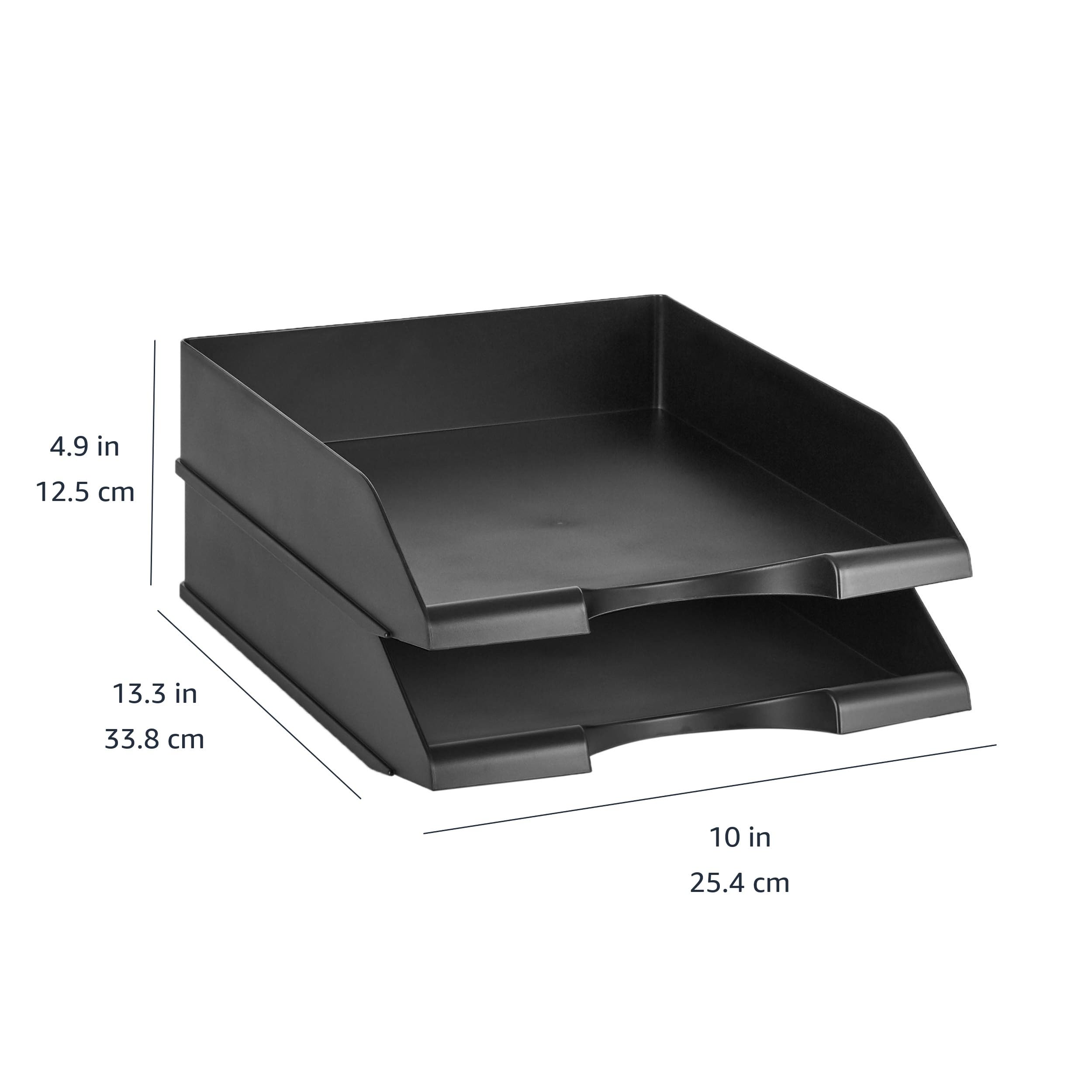 Amazon Basics Vassoio Portacorrispondenza A4 Nero 2 Pezzi