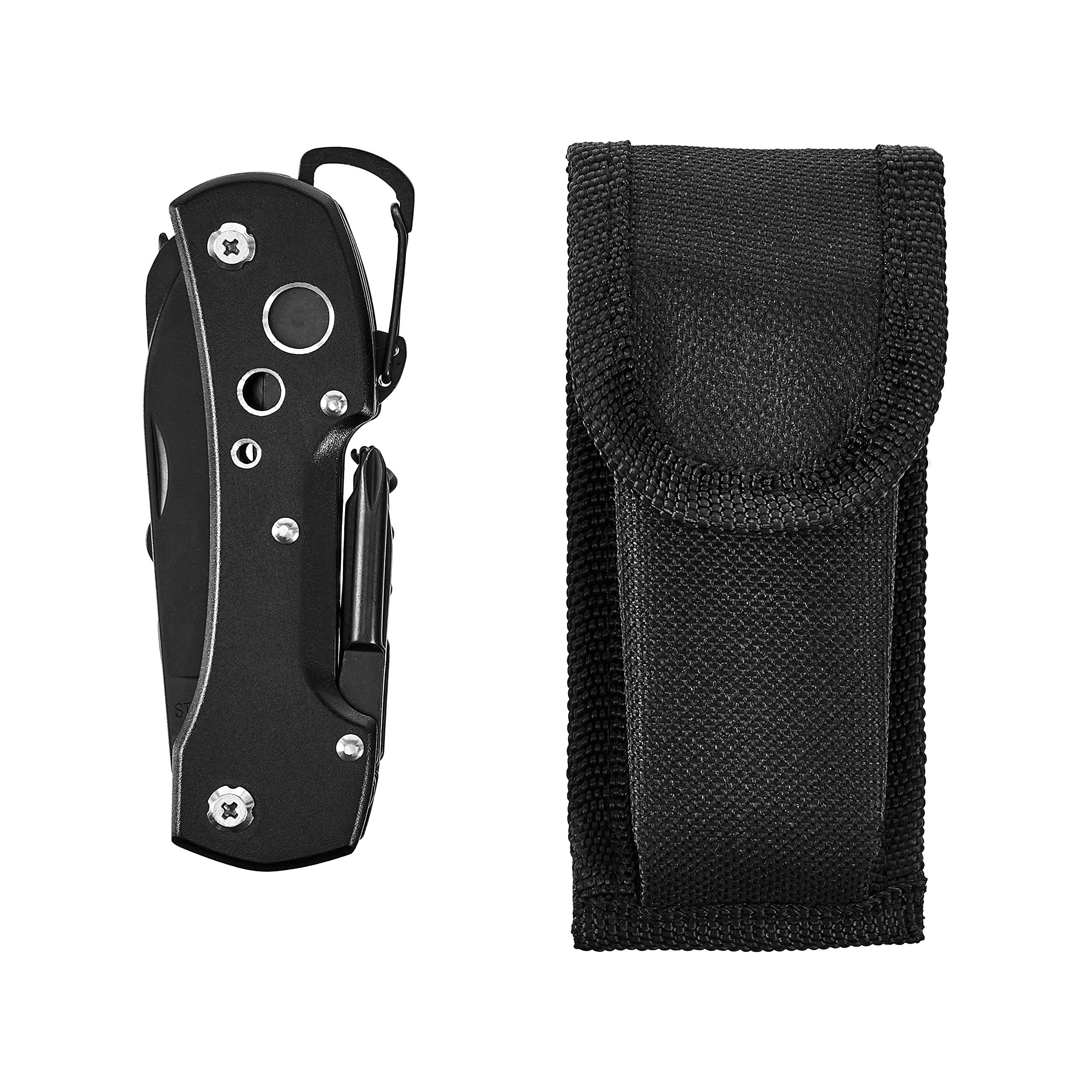 AmazonBasics 15 in 1 Coltello Multiuso Nero Acciaio Inox