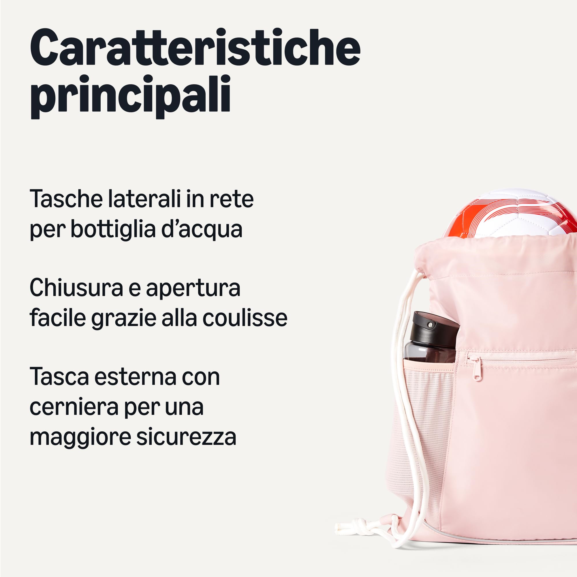 Amazon Basics Zaino Sacca Coulisse Rosa Taglia L
