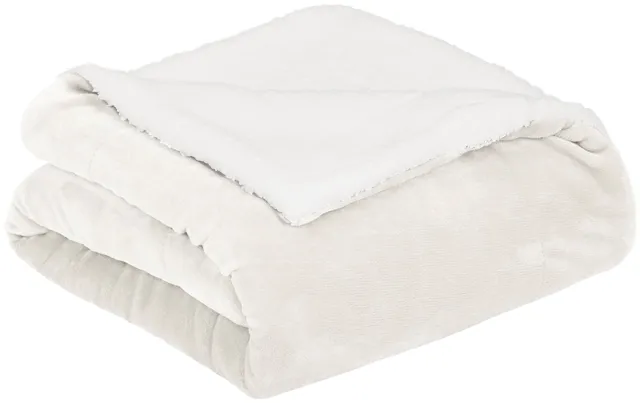 Amazon Basics Coperta Micro-Mink Sherpa 150x200cm Panna