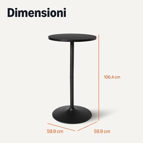Amazon Basics tavolo bar rotondo nero 60 cm alto