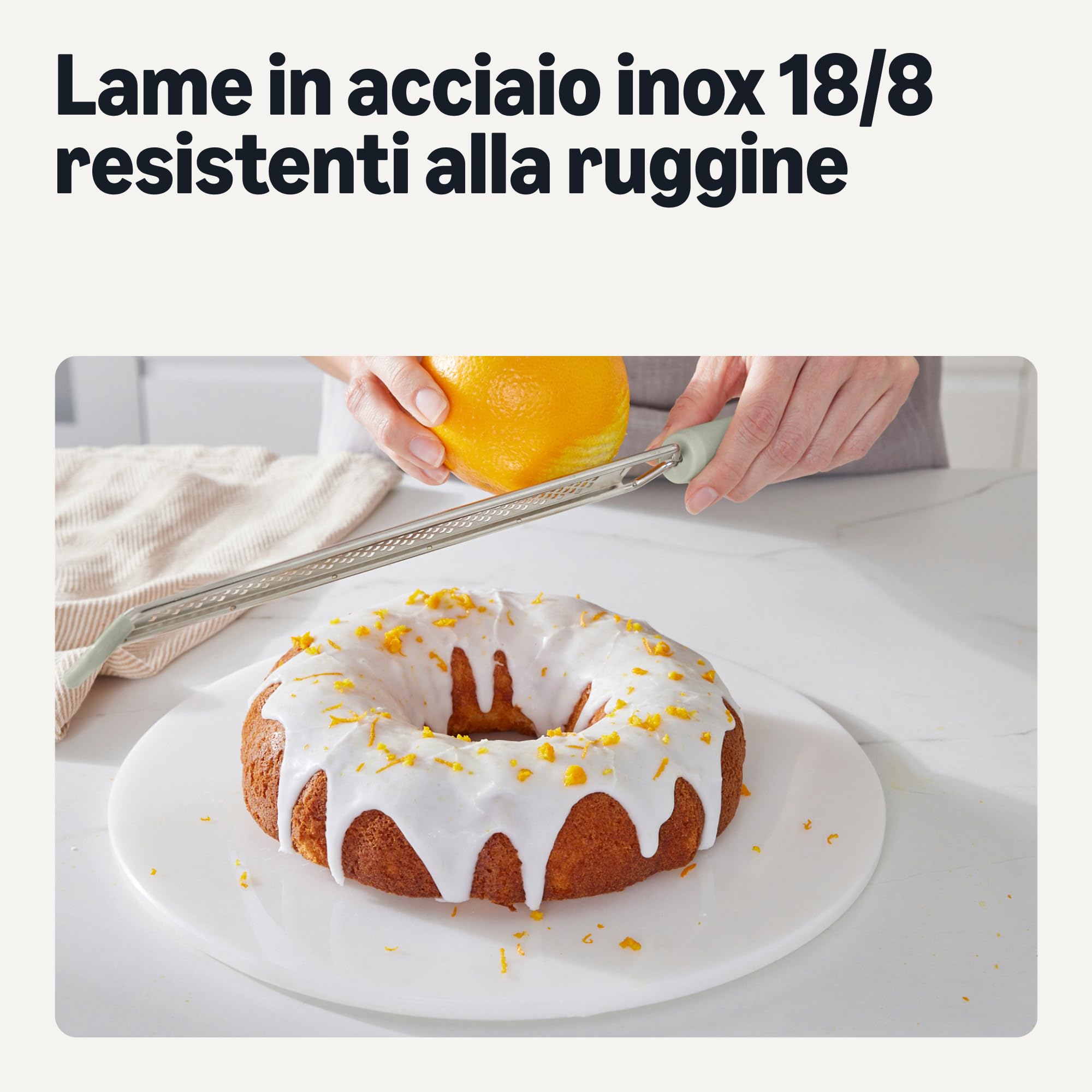 Amazon Basics Rigalimoni grattugia acciaio grigio lino