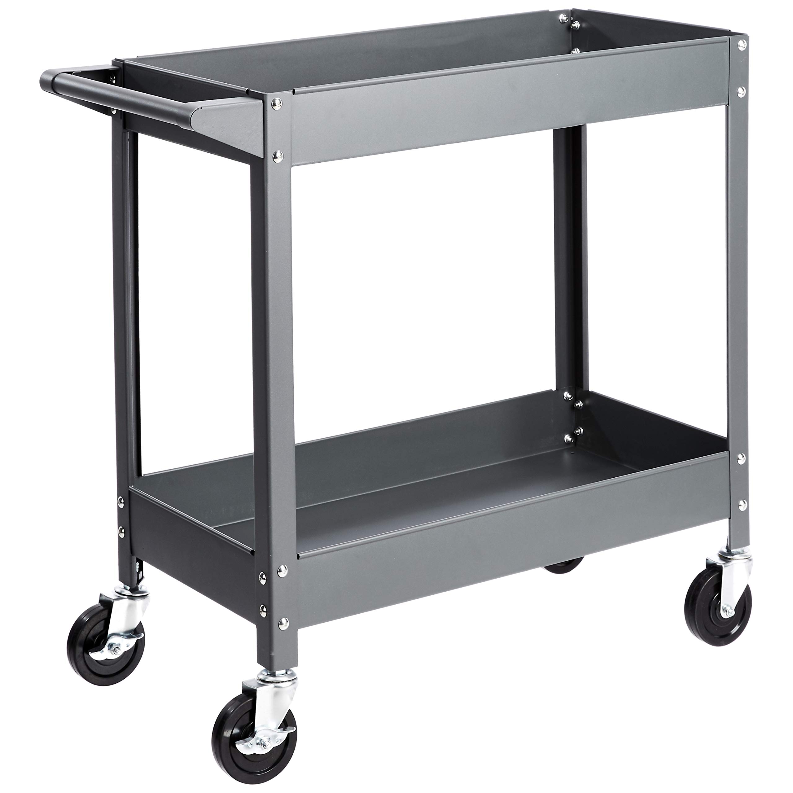 AmazonBasics Carrello Multiuso Acciaio 2 Ripiani Grigio 181 kg