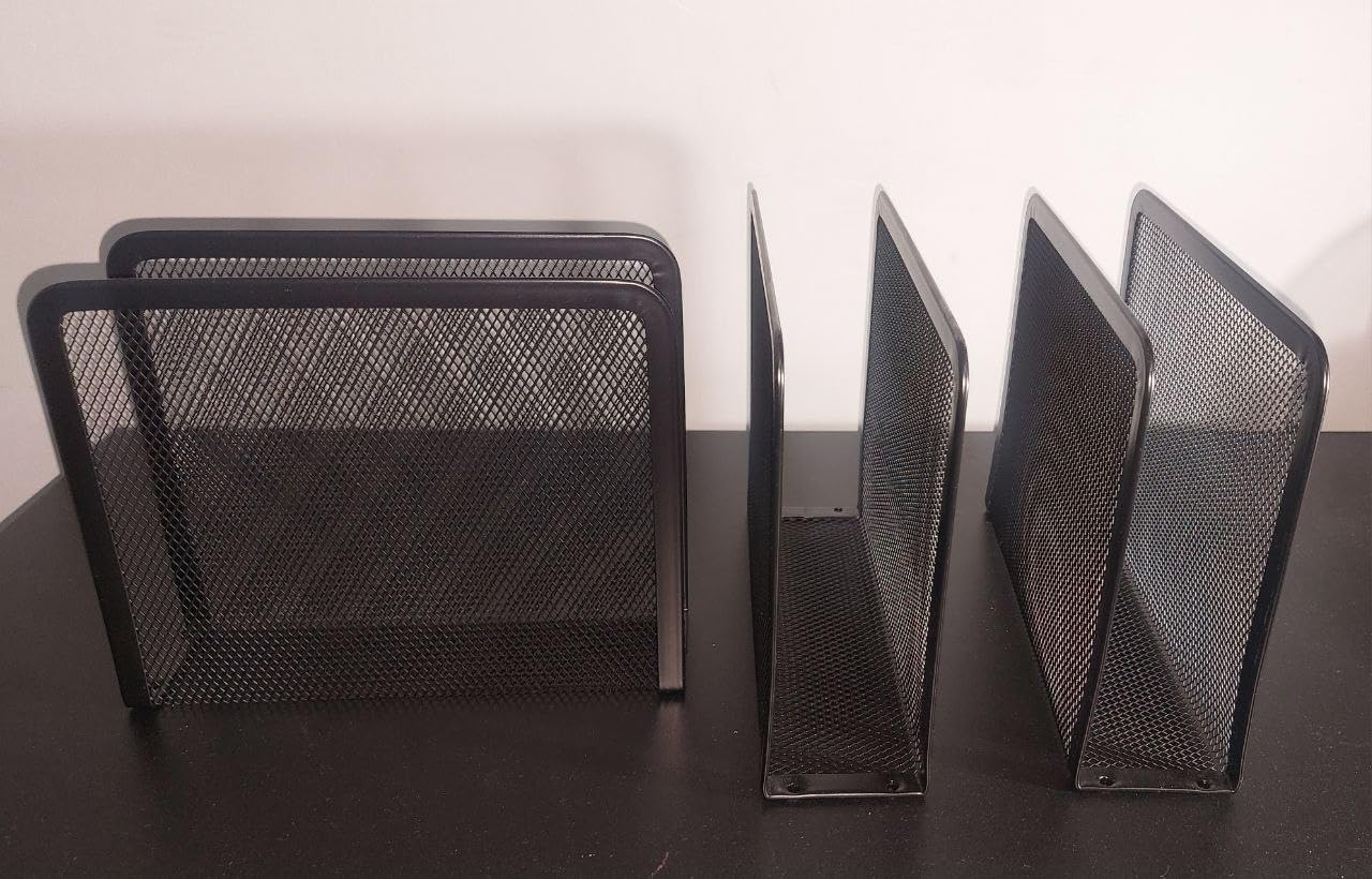 Amazon Basics Organizer Scrivania Rete Nero con Cassetto