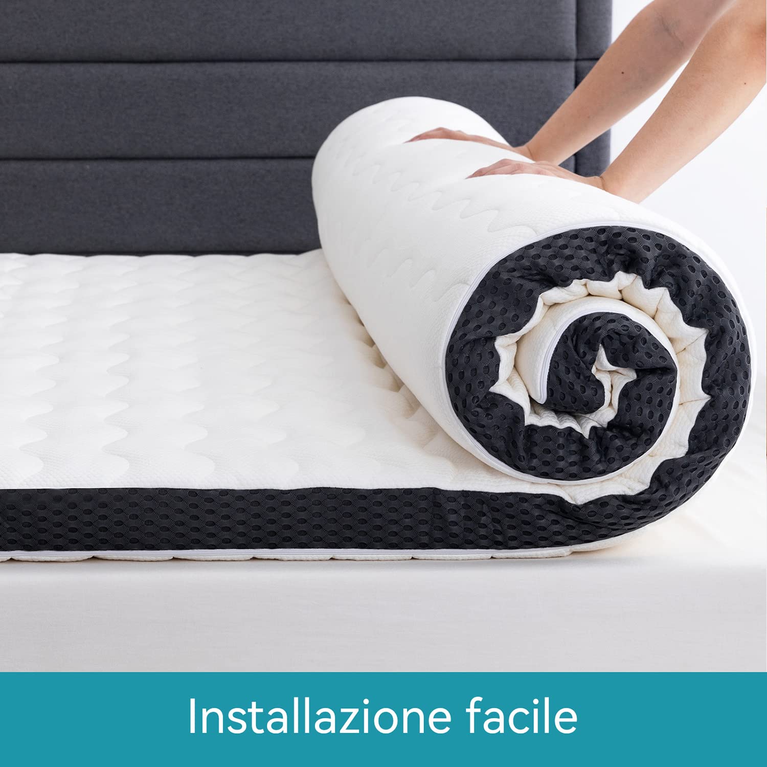 AmazonBasics Topper Matrimoniale 180x200x7cm Memory Bianco